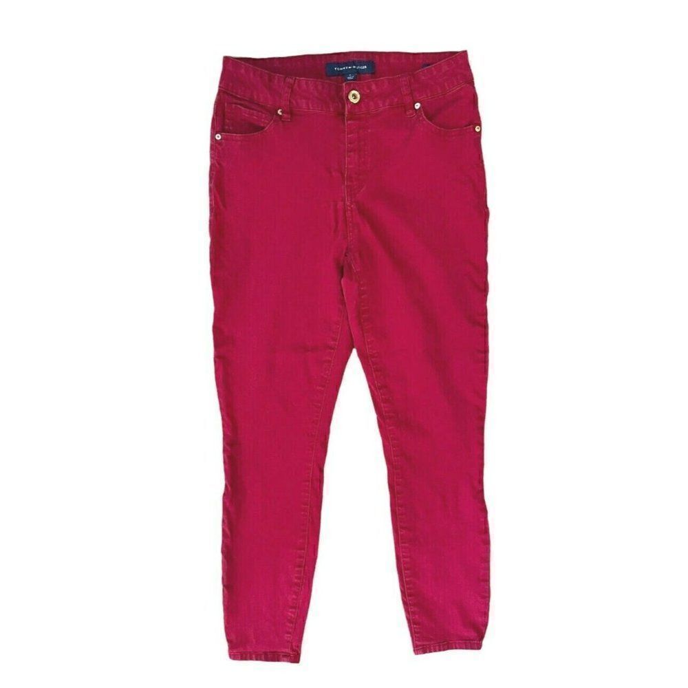 Tommy Hilfiger Ladies Size 6 Madison Skinny Ankle Stretch Jeans Flex Maroon Red